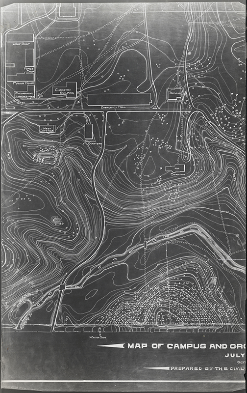 Topographic maps of the Iowa State College campus prepared by the Civil Engineering Department.