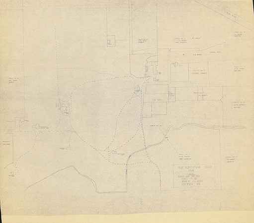 Map of Iowa Agricultural College farm in 1875, redrawn in 1970 from an 1885 map.