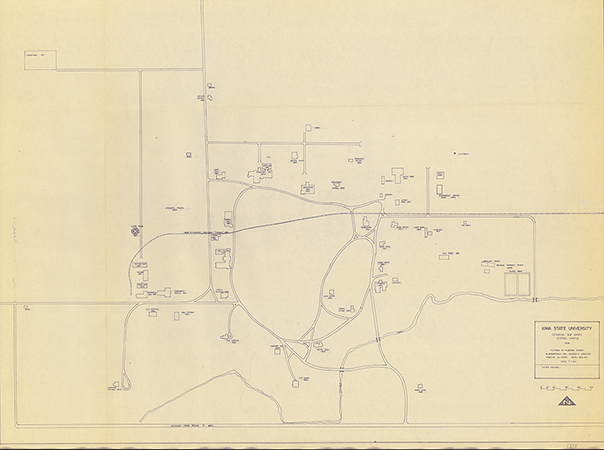 Map from the historical map series of Iowa State University showing central campus as it was in 1898.