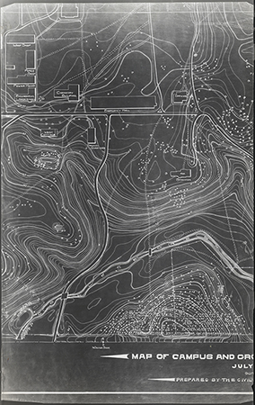 Topographic maps of the Iowa State College campus prepared by the Civil Engineering Department.