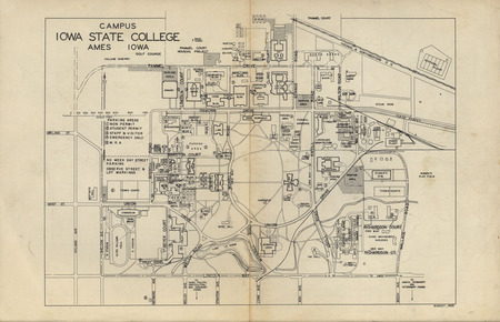 Map of Iowa State College camps, including parking regulations from 1955.