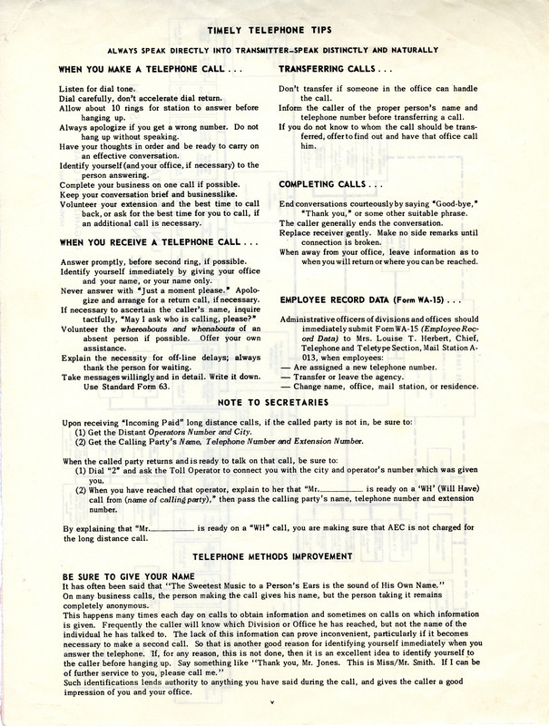 Timely telephone tips