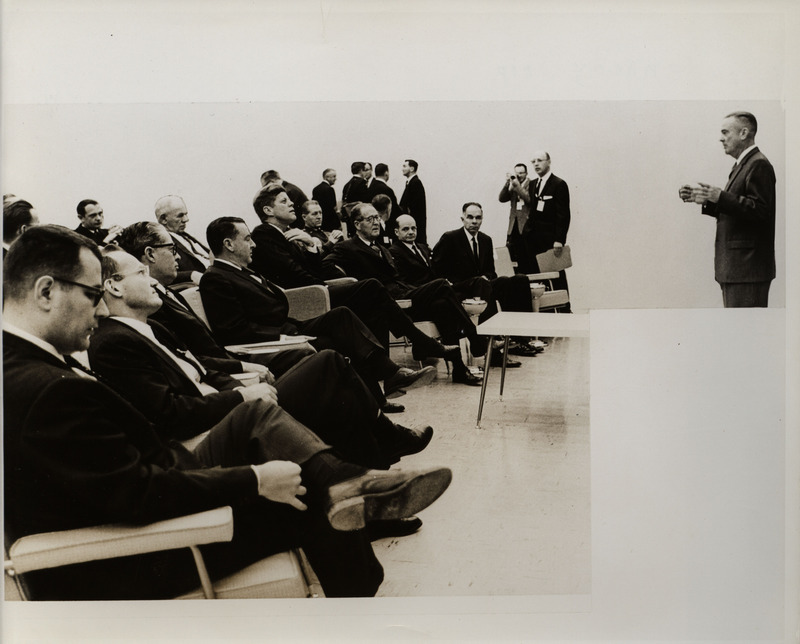 Photograph of President John F. Kennedy and others during his 1962 visit to Los Alamos National Laboratory