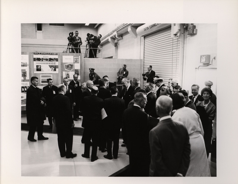 Photograph of President John F. Kennedy and others during his 1962 visit to Los Alamos National Laboratory