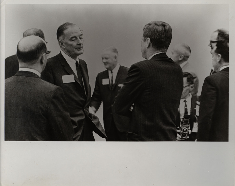 Photograph of President John F. Kennedy and others during his 1962 visit to Los Alamos National Laboratory