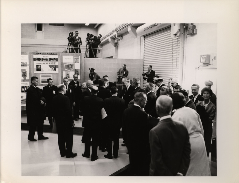 Photograph of President John F. Kennedy and others during his 1962 visit to Los Alamos National Laboratory