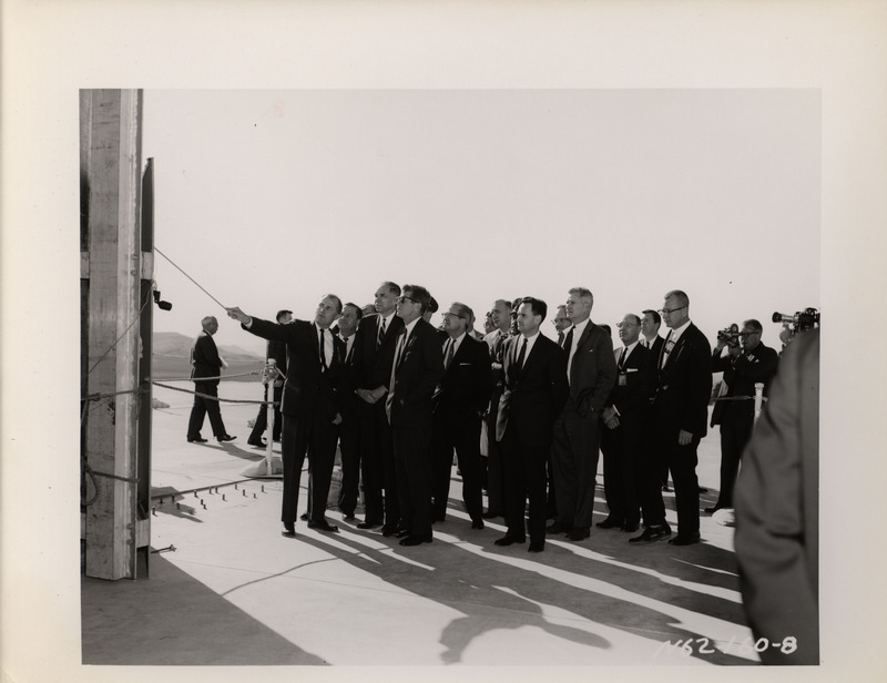 Photograph of President John F. Kennedy and others during his 1962 visit to Los Alamos National Laboratory