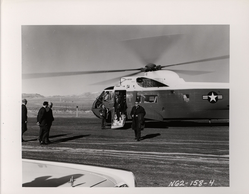 Photograph of President John F. Kennedy and others during his 1962 visit to Los Alamos National Laboratory