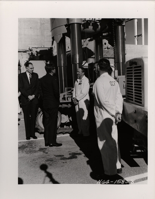 Photograph of President John F. Kennedy and others during his 1962 visit to Los Alamos National Laboratory