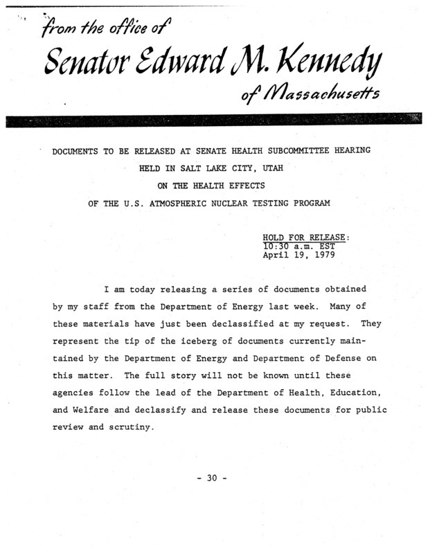 Annotation: "Hold for release: 10:30 a.m. EST;April 19, 1979"