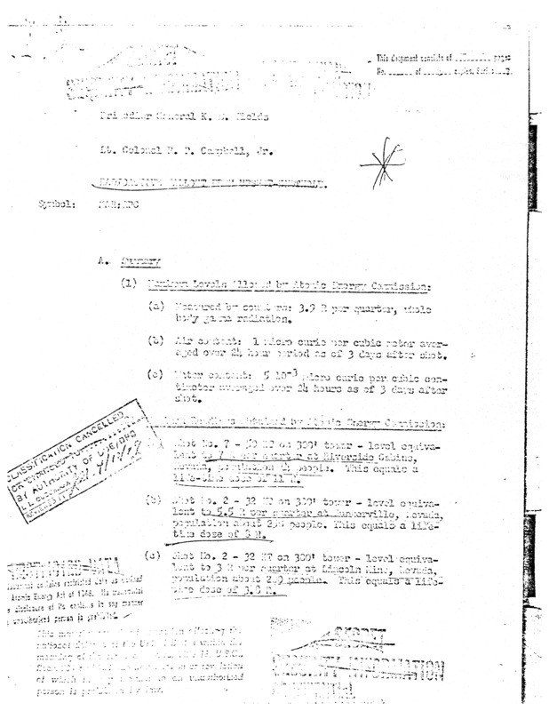 Declassified report on radioactive fallout