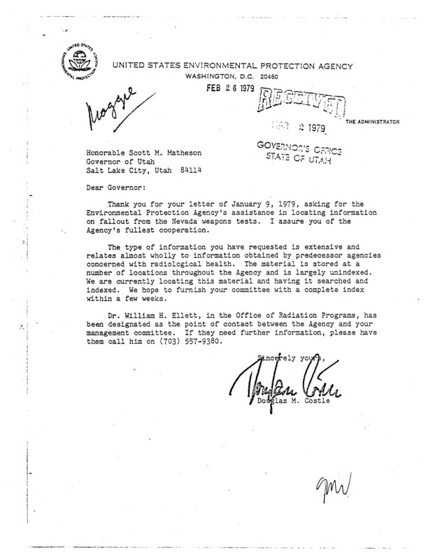 Douglas M. Costle letter to Scott M. Matheson, February 26, 1979