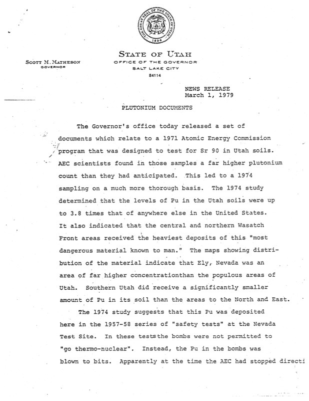 Plutonium documents, March 1, 1979