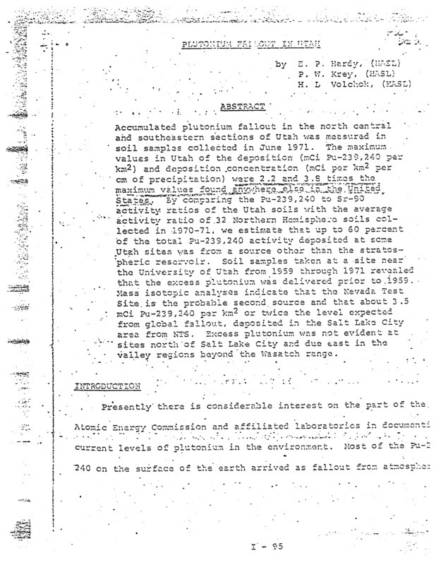 Plutonium fallout in Utah