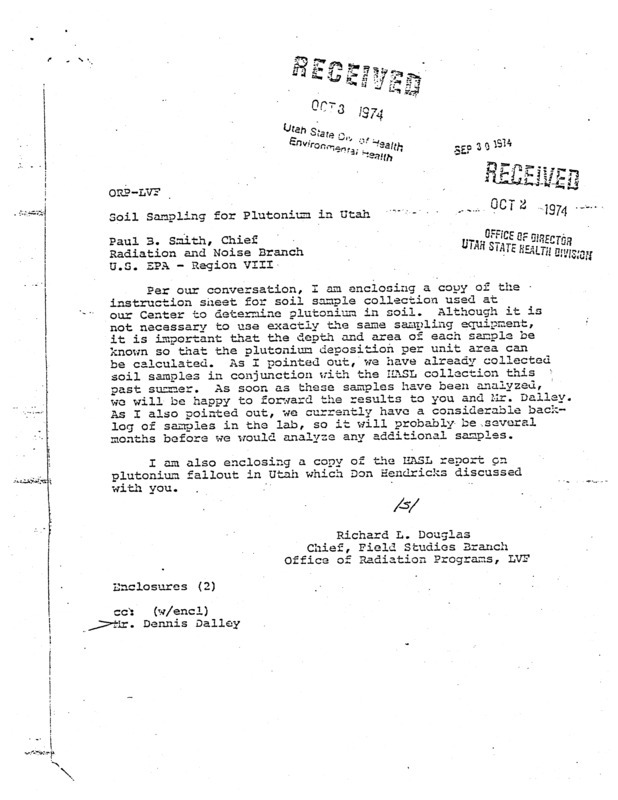 Richard L. Douglas letter to Paul B. Smith, September 30, 1974