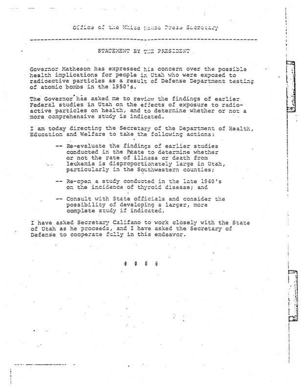 Statement by the president