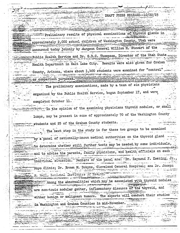 Annotation: Draft press release--10/22/65