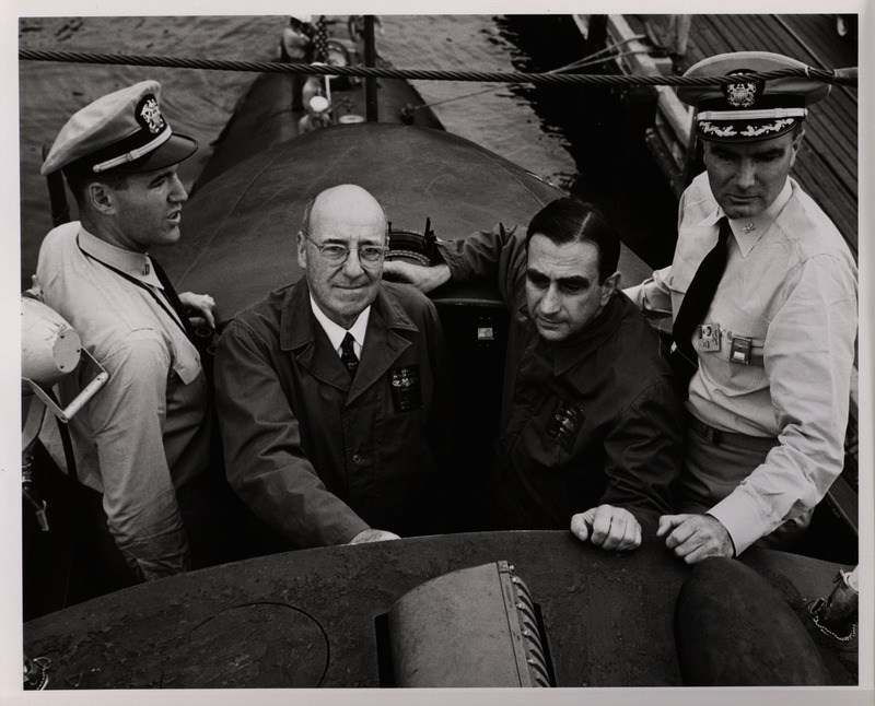 Photograph of group of people during the nuclear submarine visit