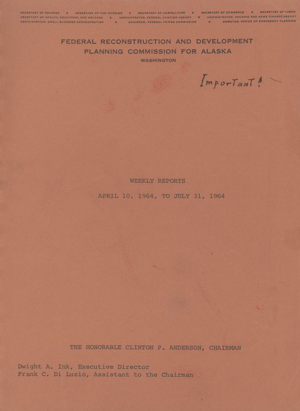 Weekly reports, April 10, 1964 to July 31, 1964