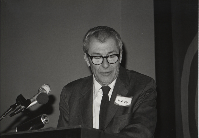 Photograph of Burke Riley at the great Alaska earthquake remembrance banquet, March 27, 1984