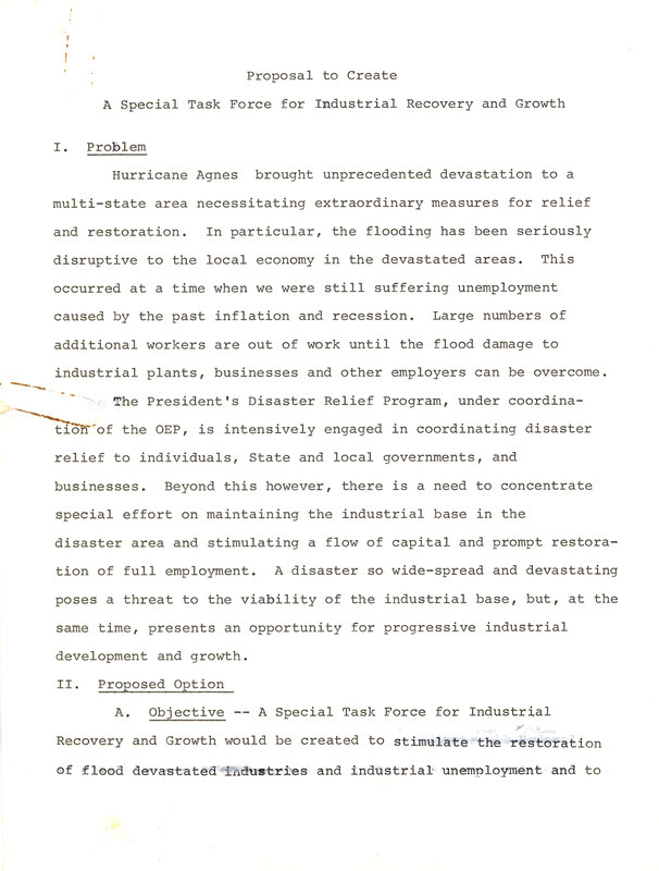 Proposal to create a special task force for industrial recovery and growth