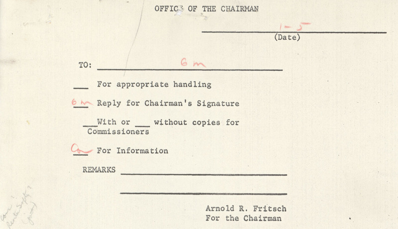 Arnold R. Fritsch office form to G. M., January 5
