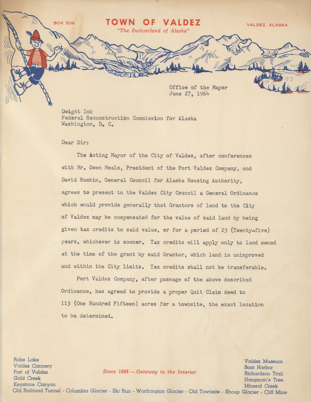 J. F. Bedingfield letter to Dwight Ink, June 27, 1964