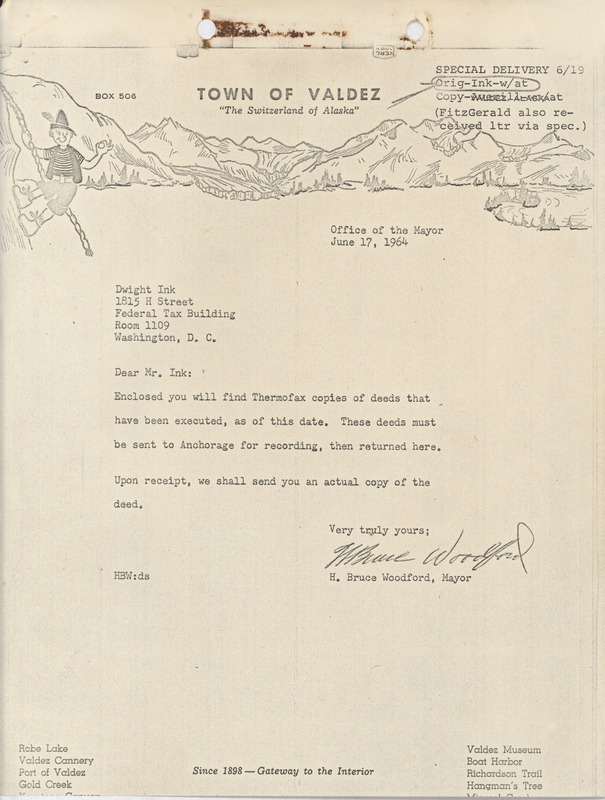 H. Bruce Woodford letter to Dwight Ink, June 17, 1964