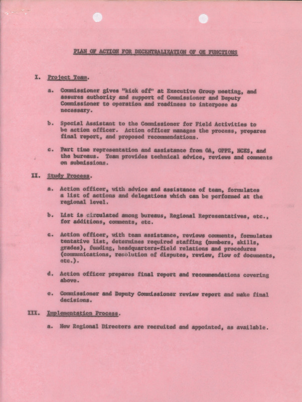 Plan of action for decentralization of OE functions