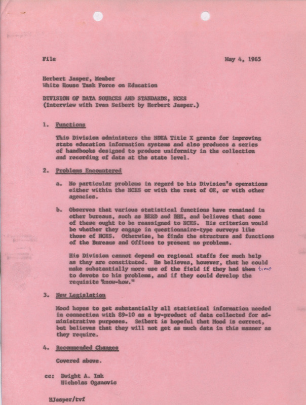 Herb Jasper interview with Ivan Seibert, May 4, 1965