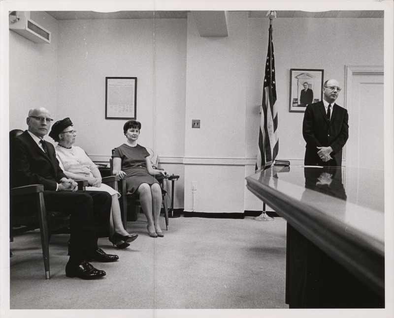 Photograph of Dwight Ink with others during his HUD swearing-in ceremony