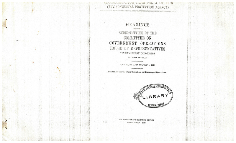 Reorganization plan no. 3 of 1970 (Environmental Protection Agency)