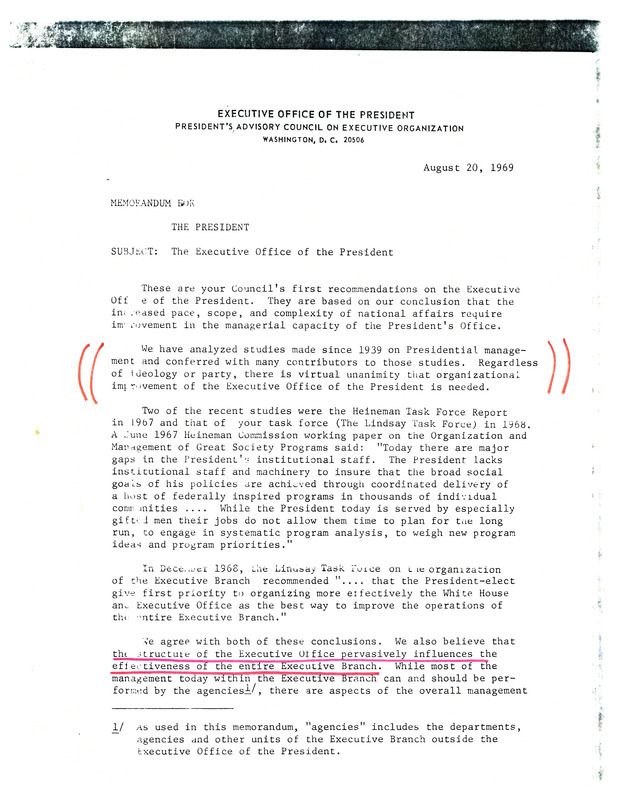 Proposed organization of the Executive Office of the President