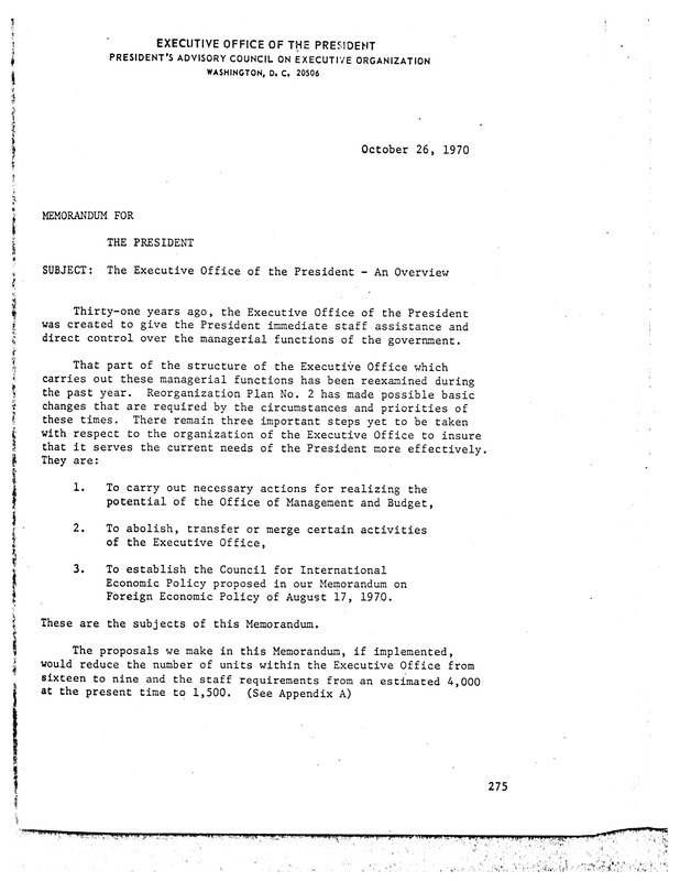 The Executive Office of the President: an overview