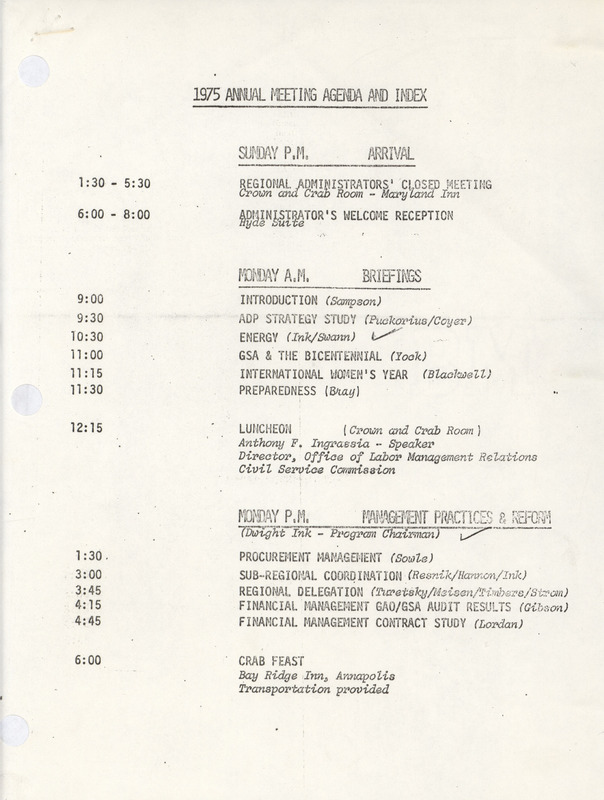 1975 annual meeting agenda and index