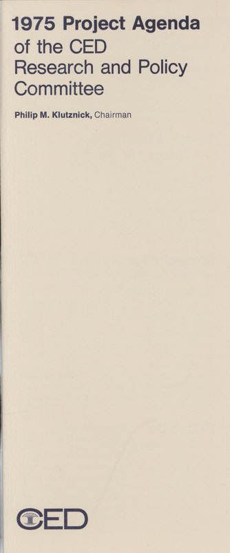 1975 project agenda of the CED Research and Policy Committee