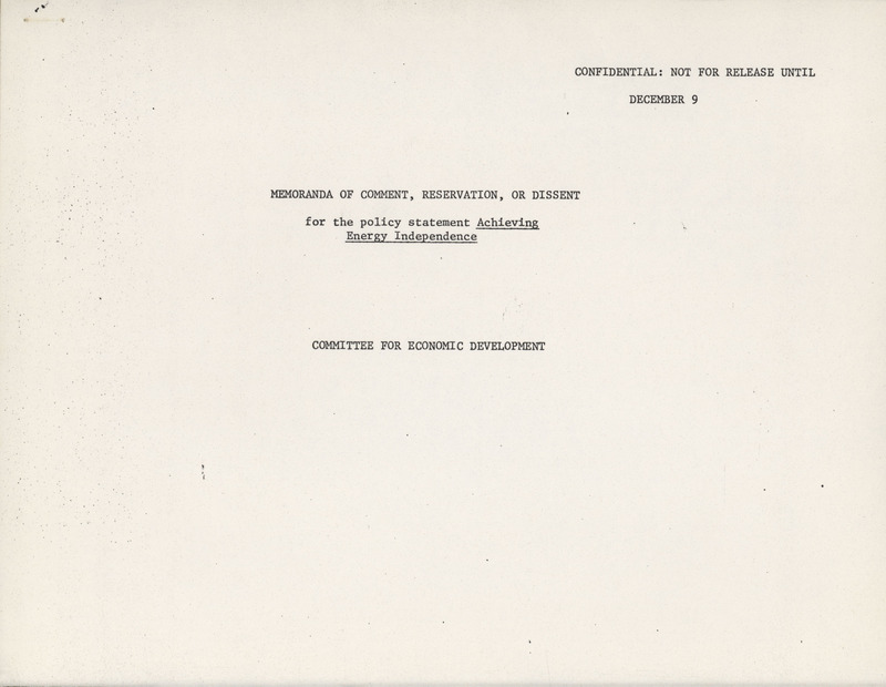 Memoranda of comment, reservation or dissent