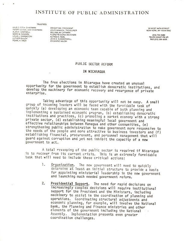 Public sector reform in Nicaragua