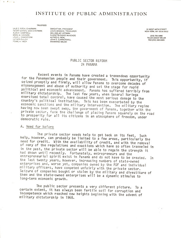 Public sector reform in Panama