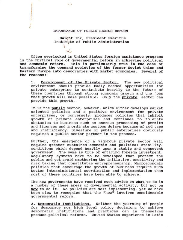 Importance of public sector reform