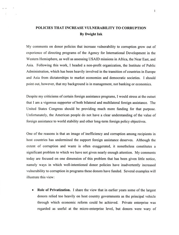 Policies that increase vulnerability to corruption