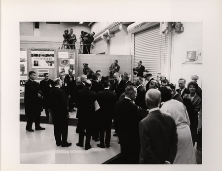Photograph of President John F. Kennedy and others during his 1962 visit to Los Alamos National Laboratory
