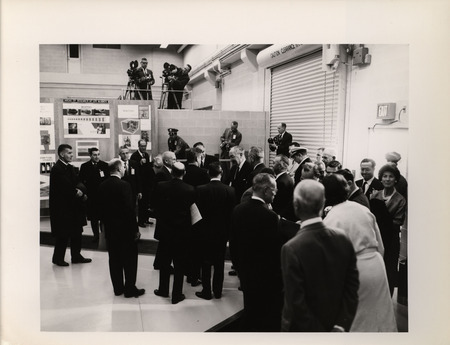 Photograph of President John F. Kennedy and others during his 1962 visit to Los Alamos National Laboratory