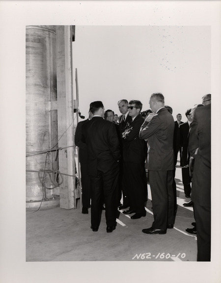 Photograph of President John F. Kennedy and others during his 1962 visit to Los Alamos National Laboratory