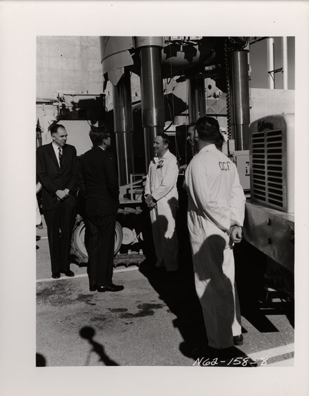 Photograph of President John F. Kennedy and others during his 1962 visit to Los Alamos National Laboratory