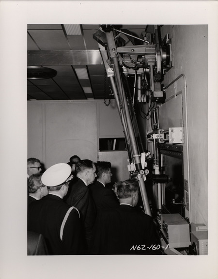 Photograph of President John F. Kennedy and others during his 1962 visit to Los Alamos National Laboratory