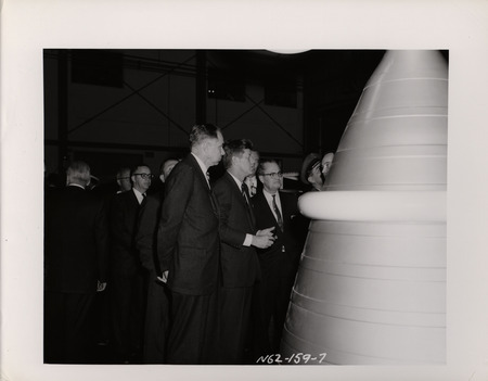 Photograph of President John F. Kennedy and others during his 1962 visit to Los Alamos National Laboratory