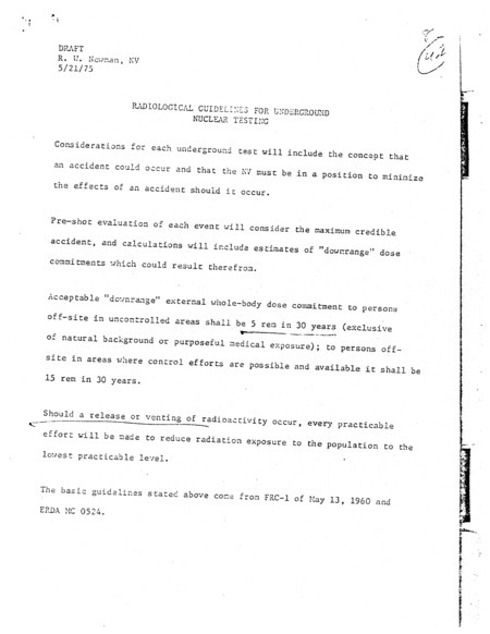 Annotation: "Draft;R. W. Newman, NV;5/21/75"