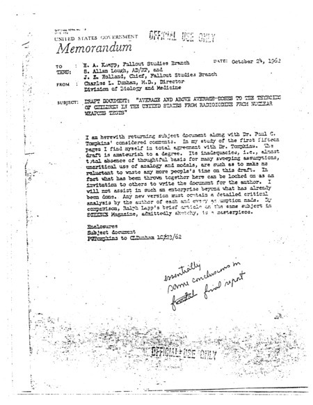 Annotation: Average and above average doses to the thyroid of children in the united states from radioiodine from nuclear weapons tests. Official use only