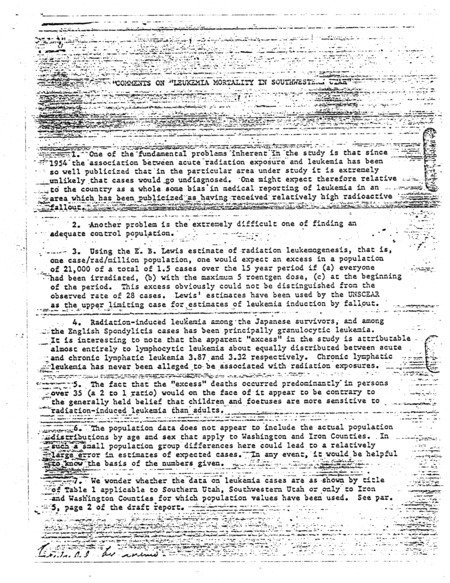 Comments on "Leukemia mortality in Southwestern Utah"